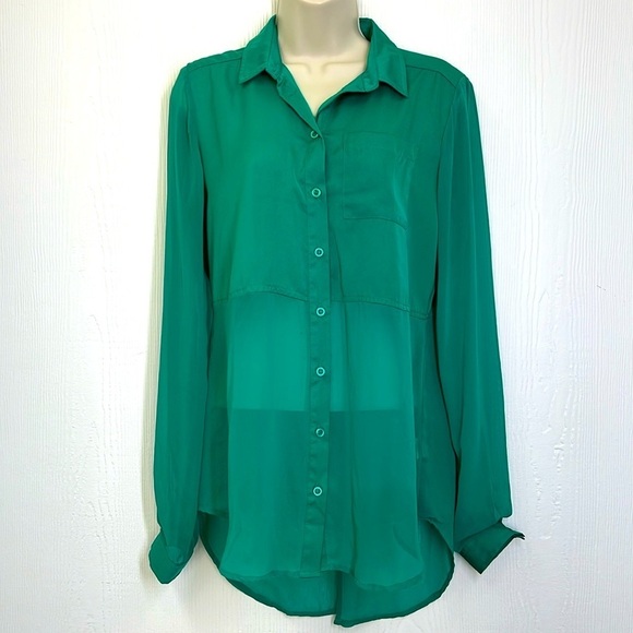Free People Tops - Free People - Best Of Both Worlds Sheer High Low Button Down Sheer Blouse XS